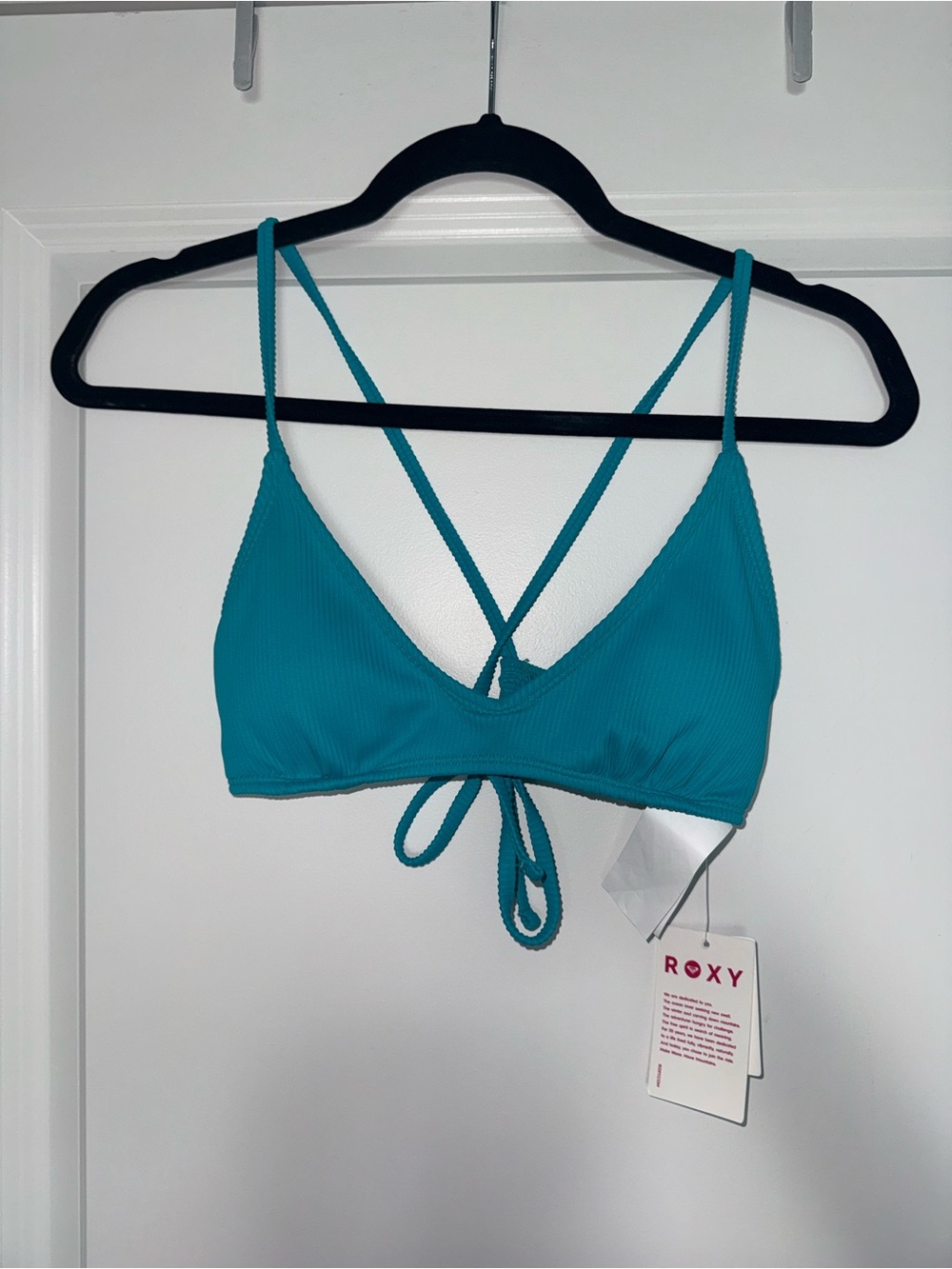 Roxy Women's Ribbed Athletic Triangle Bikini Top - Teal